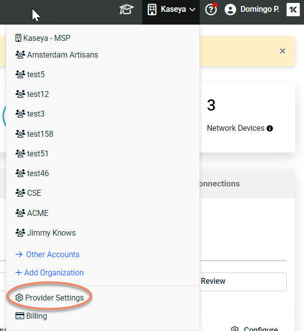 Configuring provider settings