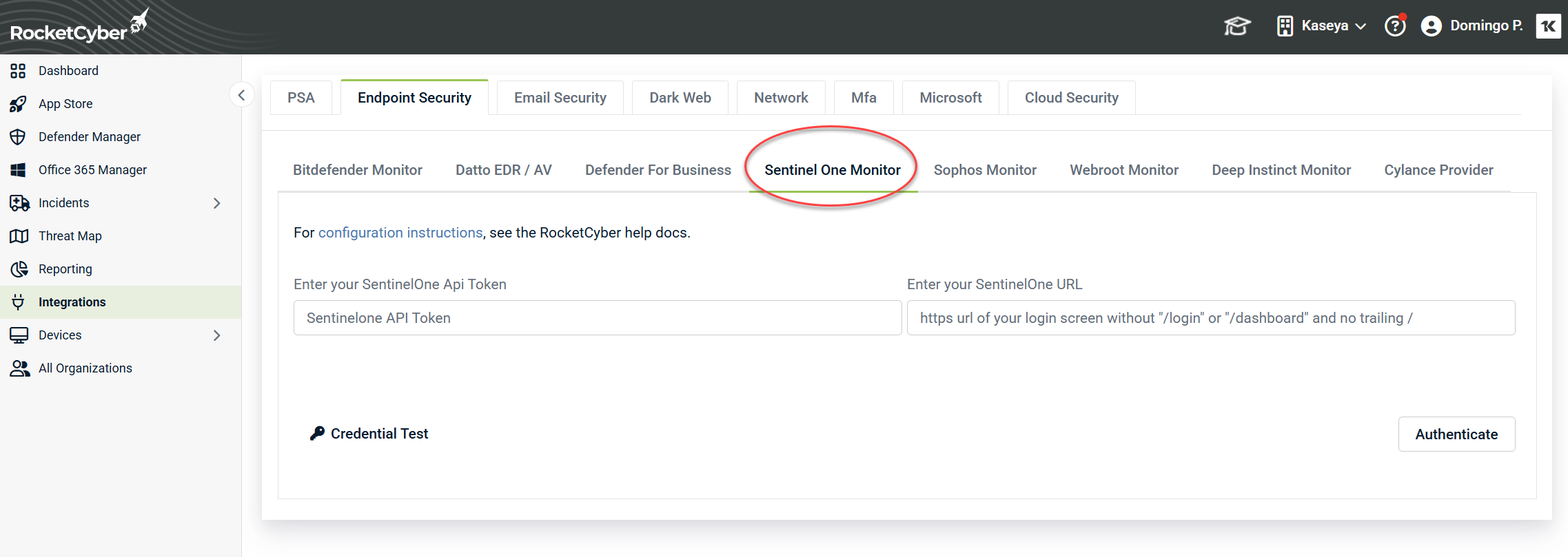Configuring SentinelOne
