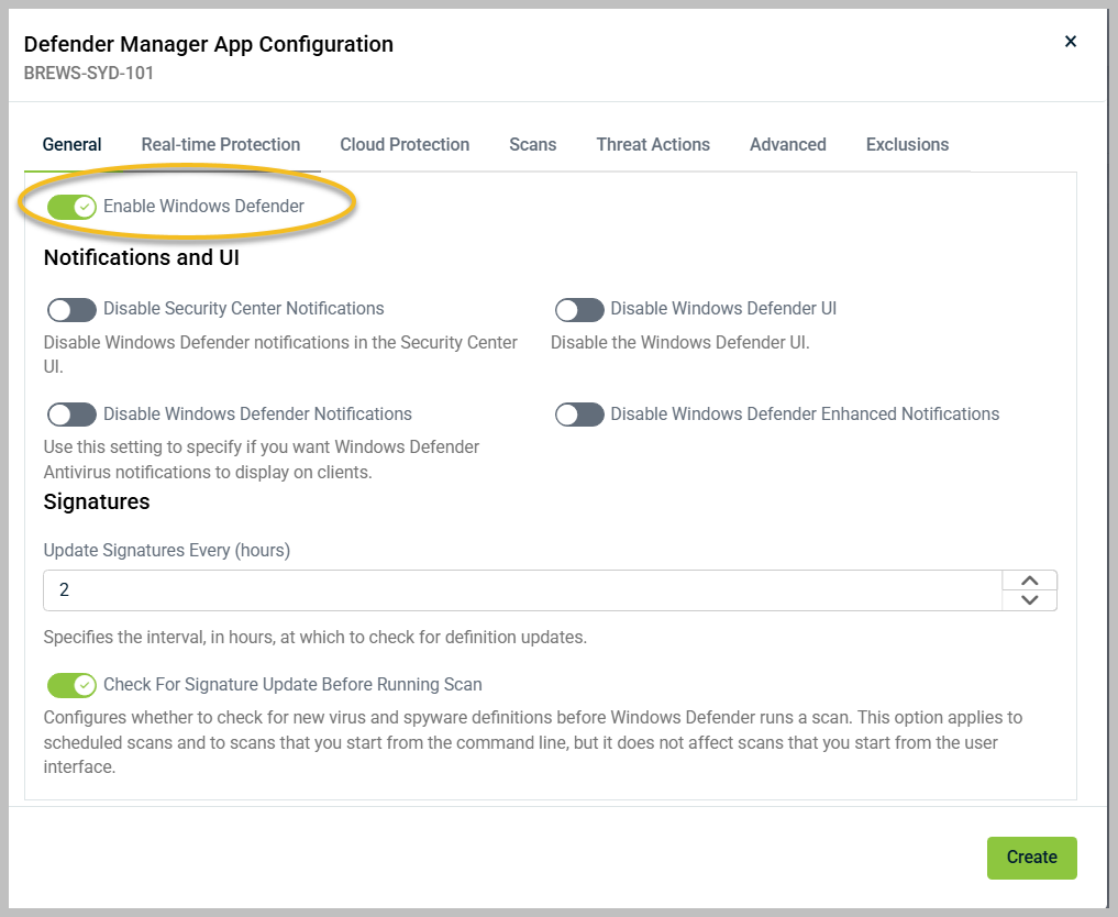 Enabling Microsoft Defender on a single machine